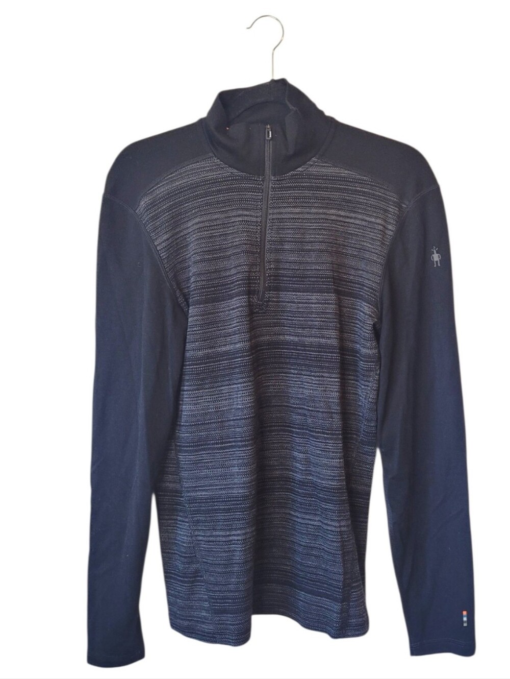 Smartwool Men's Black Microstripe Quarter-Zip Sweater Pullover Size M